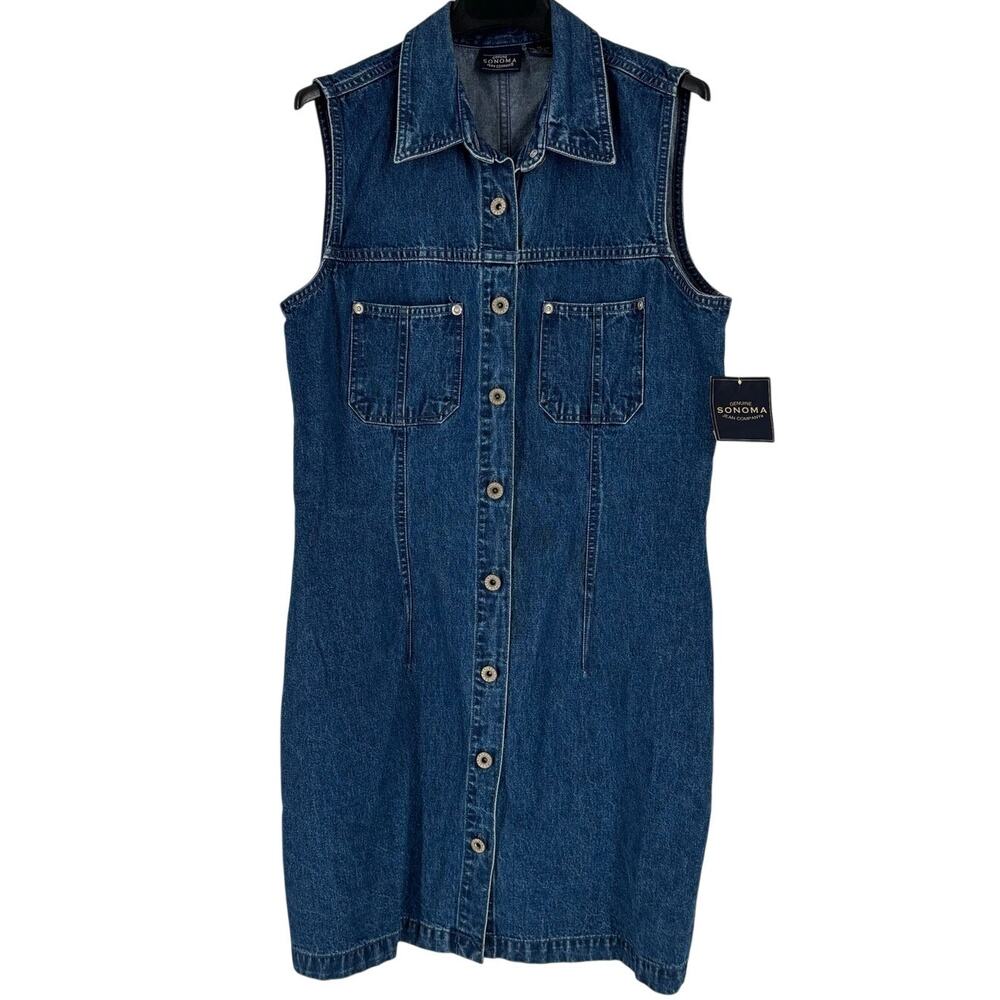 NWT Vintage 90s Y2K Sonoma Denim Jean Dress Size M Western Country Classic